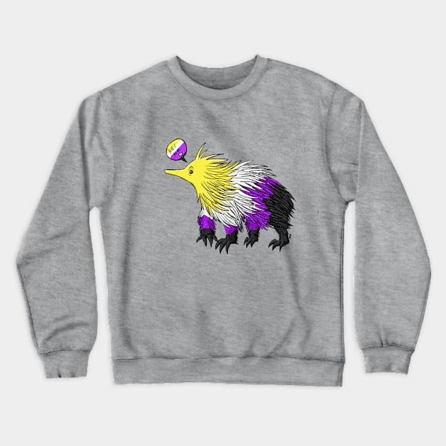 Non Binary Echidna He/Him Pronouns Crewneck Sweatshirt by manicgremlin